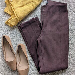 Ann Taylor Faux Suede Women’s Brown Straight Leg Zipper Pants, 0 Petite